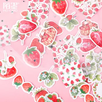 45pcs/srčkan roza jagode sir dekoracijo nalepke album dnevnik zvezek načrtovalec korejski tiskovine nalepke estetika