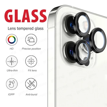 Nazaj Objektiv Kamere Zaščitnik Zaslon za iPhone 12 Pro max Kaljeno Steklo za iPhone12 Pro Max Kovinski Zadnji pokrovček, Zaščito Obroč Pokrov