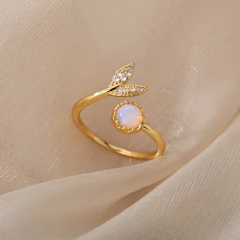 Vintage Opal Obroči Za Ženske Iz Nerjavečega Jekla, Zlata Kristal Opal Kamen Moda Prst Prstan Posla Bohemian Nakit Anillos