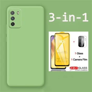 3-v-1, mat primeru + steklo za redmi note10 pro mehko tekoče tpu telefon primerih redmi 10 s kritje opomba 10s xiaomi poco m3 pro 5g primeru